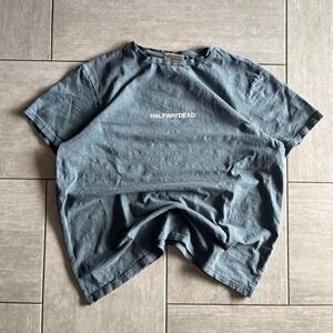 Halfway Dead HWD Mens Slub Knit Logo Graphic T-Shirt Charcoal Gray Large